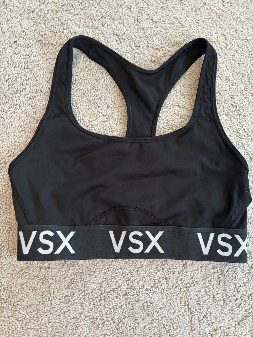 VSX Black Racerback Sports Bra with White Branded Band
